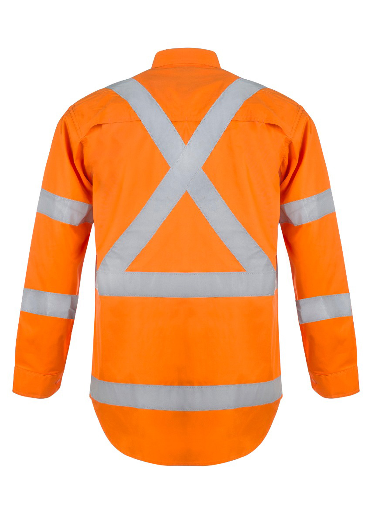 LIGHTWEIGHT HI VIS LONG SLEEVE VENTED COTTON DRILL REFLECTIVE SHIRT