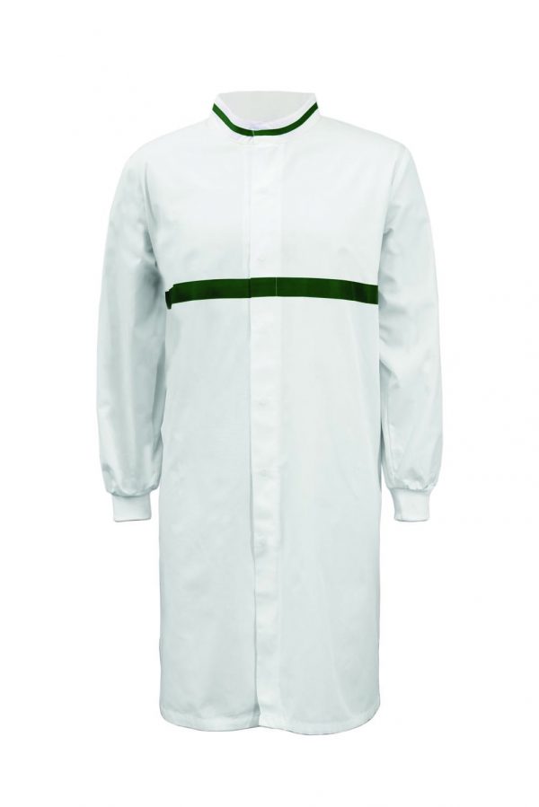 LONG SLEEVE FOOD INDUSTRY LONG LENGTH DUSTCOAT WITH CONTRAST TRIMS ON