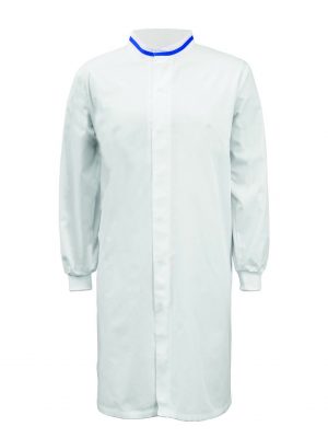 LONG SLEEVE FOOD INDUSTRY LONG LENGTH DUSTCOAT WITH CONTRAST TRIMS ON COLLAR