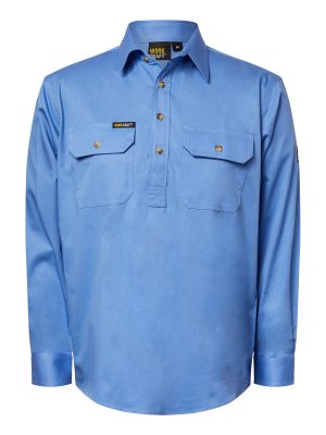 LIGHTWEIGHT LONG SLEEVE CLOSED FRONT COTTON DRILL SHIRT