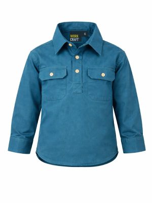 KIDS LIGHTWEIGHT LONG SLEEVE CLOSED FRONT COTTON DRILL SHIRT