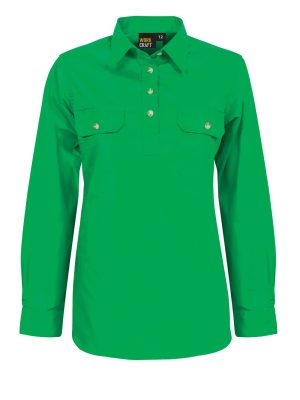 LADIES LIGHTWEIGHT LONG SLEEVE CLOSED FRONT COTTON DRILL SHIRT