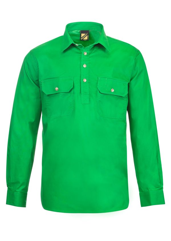 LIGHTWEIGHT LONG SLEEVE CLOSED FRONT COTTON DRILL SHIRT workcraft