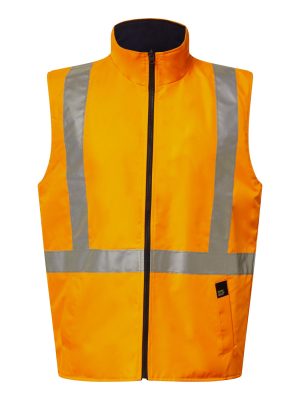NSW RAIL HI VIS REVERSIBLE FLEECE REFLECTIVE VEST WITH X-PATTERN TAPE
