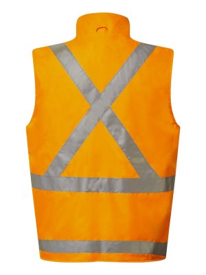 NSW RAIL HI VIS REVERSIBLE FLEECE REFLECTIVE VEST WITH X-PATTERN TAPE